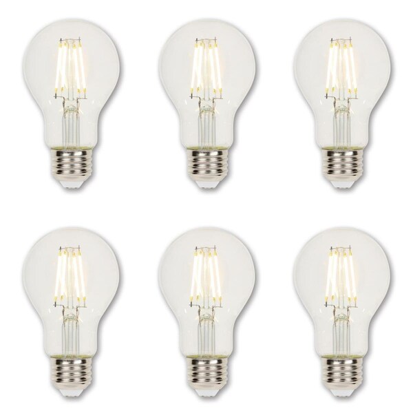 Westinghouse Bulb LED Dimmablemable 6.5W 120V A19 Filament 2700K Clear E26 Med Base, 6PK 5316520 - main